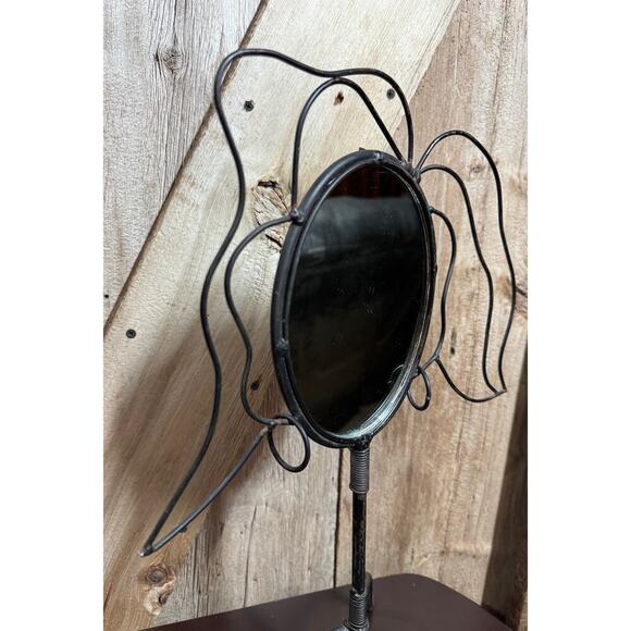 Vintage Whimsical Wrought Iron Silhouette Vanity Mirror Jewelry Holder Earrings - Picture 2 of 11